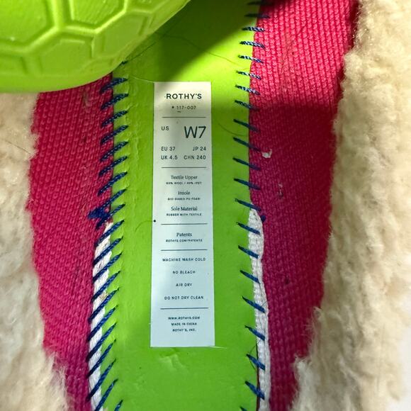 Rothy's Women's Merino Scuff Slippers Slip On Hot Pink Sherpa Size 7 Flat - Picture 7 of 7